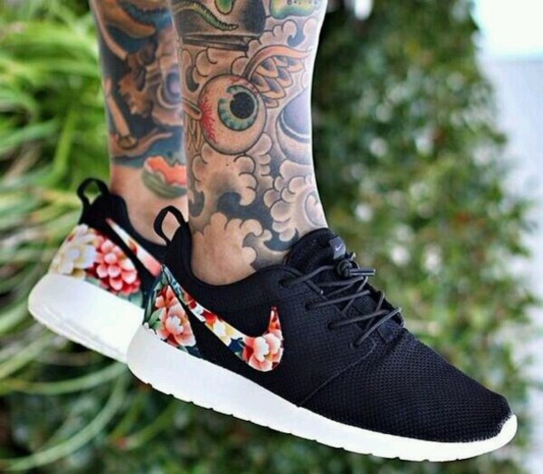 nike floral roshe customized running shoe_raannt