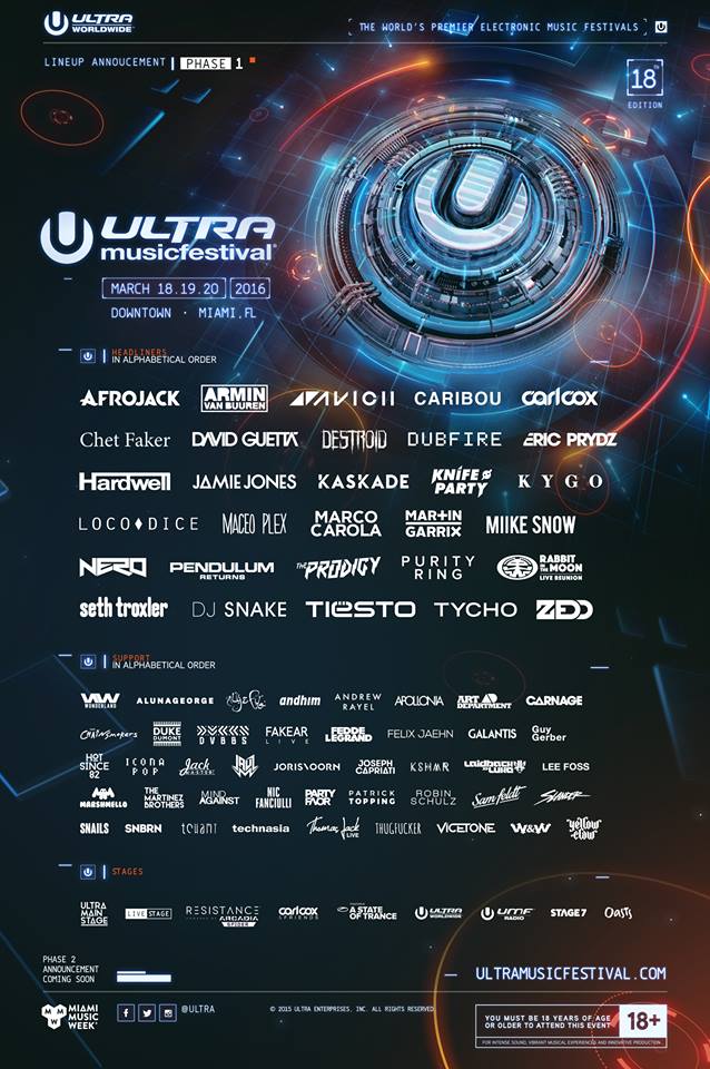 ultra music festival 2016 line up raannt