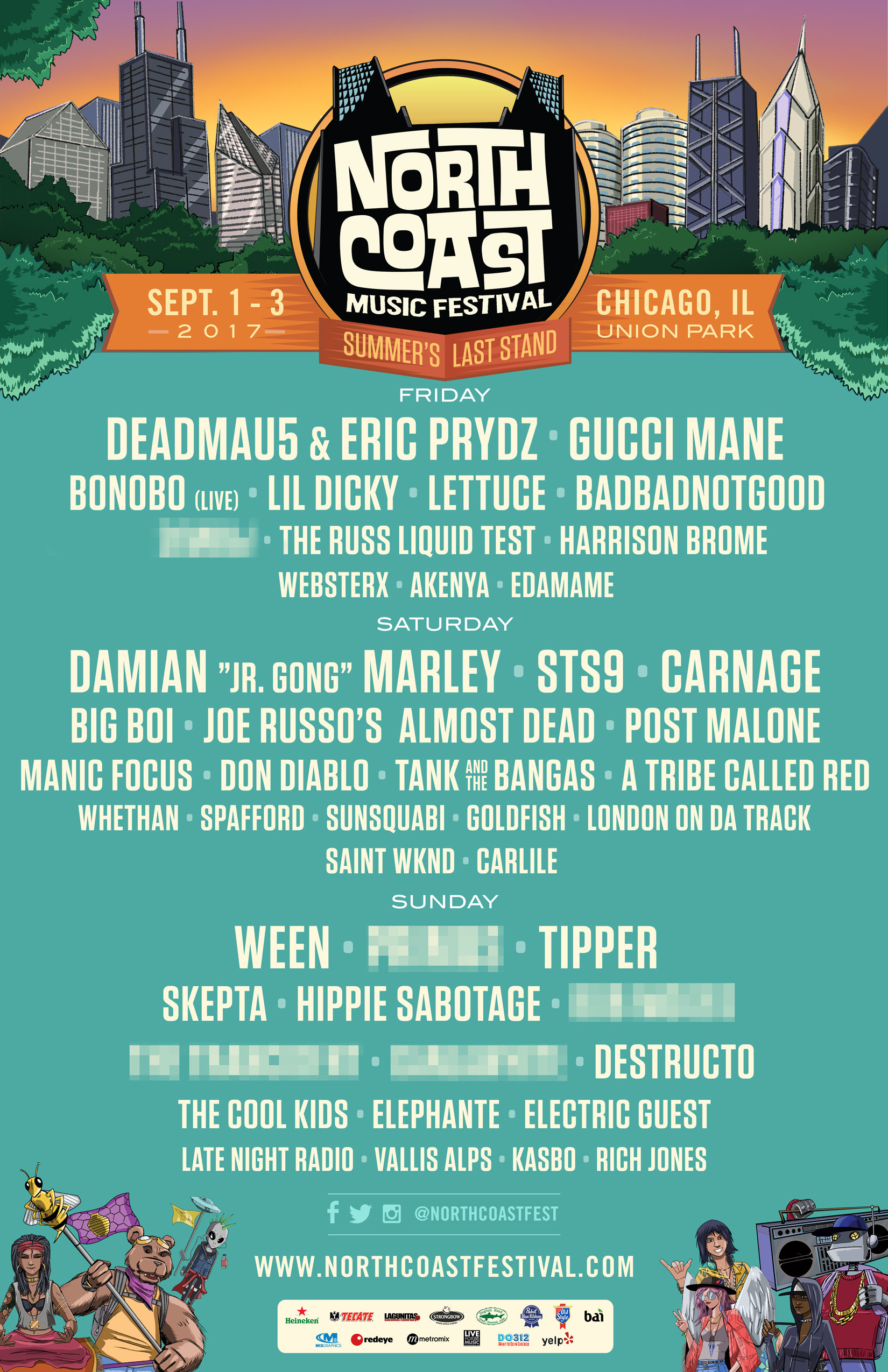 North Coast Music Festival 2017 Lineup Single Day 3 Day VIP 