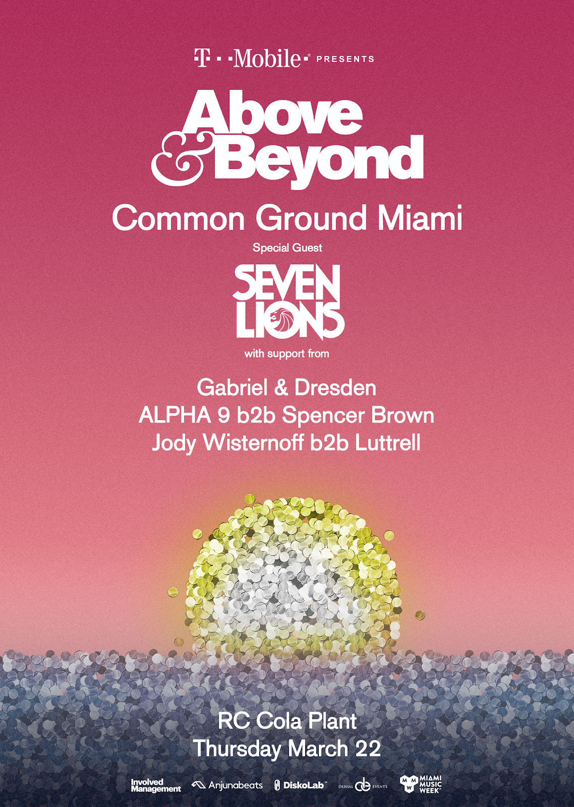 Above & Beyond is pleased to present the full lineup for their massive Miami Music Week event at the RC Cola Plant on Thursday, March 22. Celebrating the release of their acclaimed studio album Common Ground (debuted at #3 on the Billboard 200 Albums Chart), A&B will be joined at the event by Jody Wisternoff b2b Luttrell, ALPHA 9 b2b Spencer Brown, trance legends Gabriel & Dresden (celebrating the release of their own studio album The Only Road) and special guest, Seven Lions. This is Above & Beyond’s third headline event at RC Cola Plant, with previous years quickly selling out.