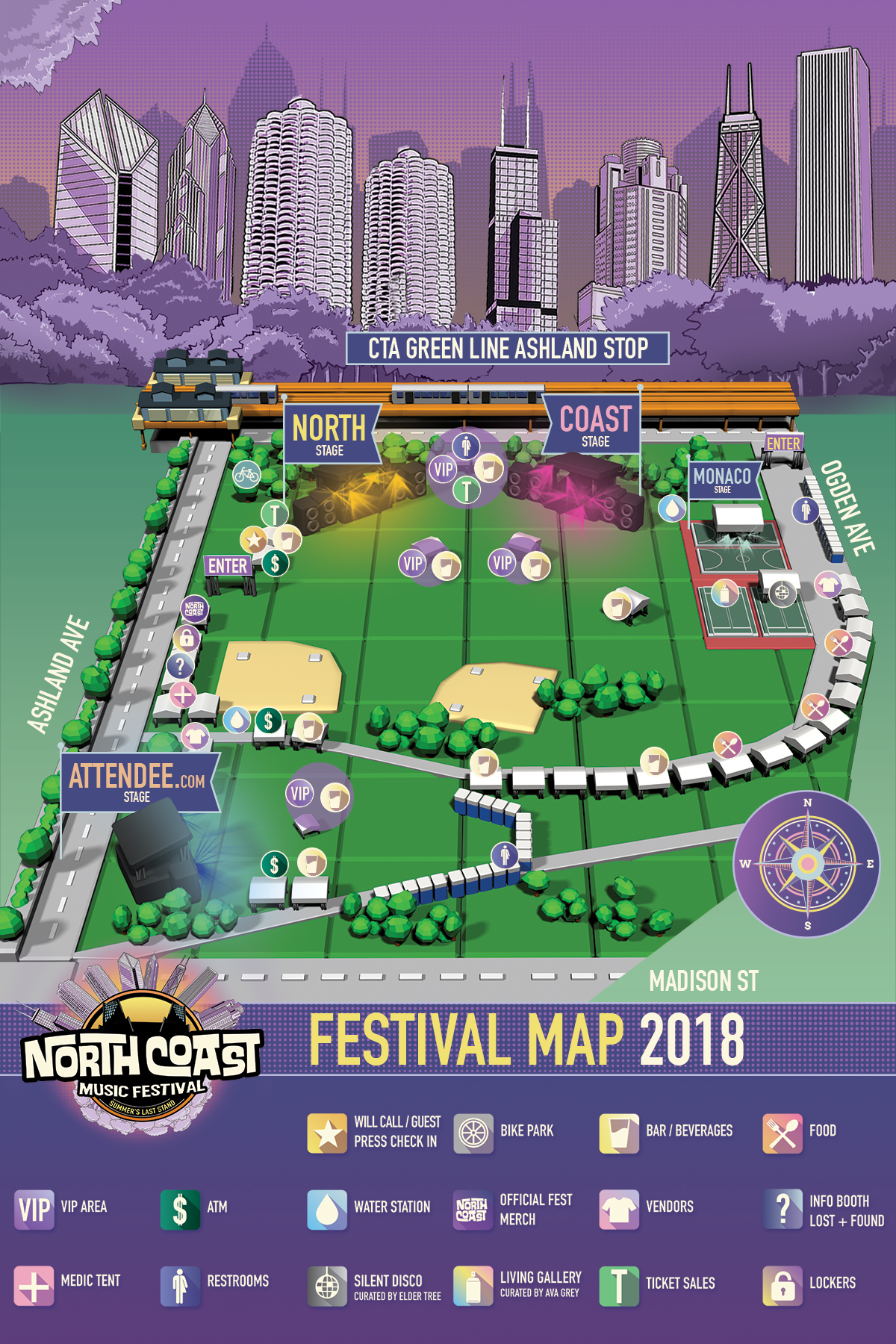 Finally, here is the map! Plan ahead so you know where all of your artists will be playing and where the nearest water station is. Get hyped! Labor Day weekend is creeping up!