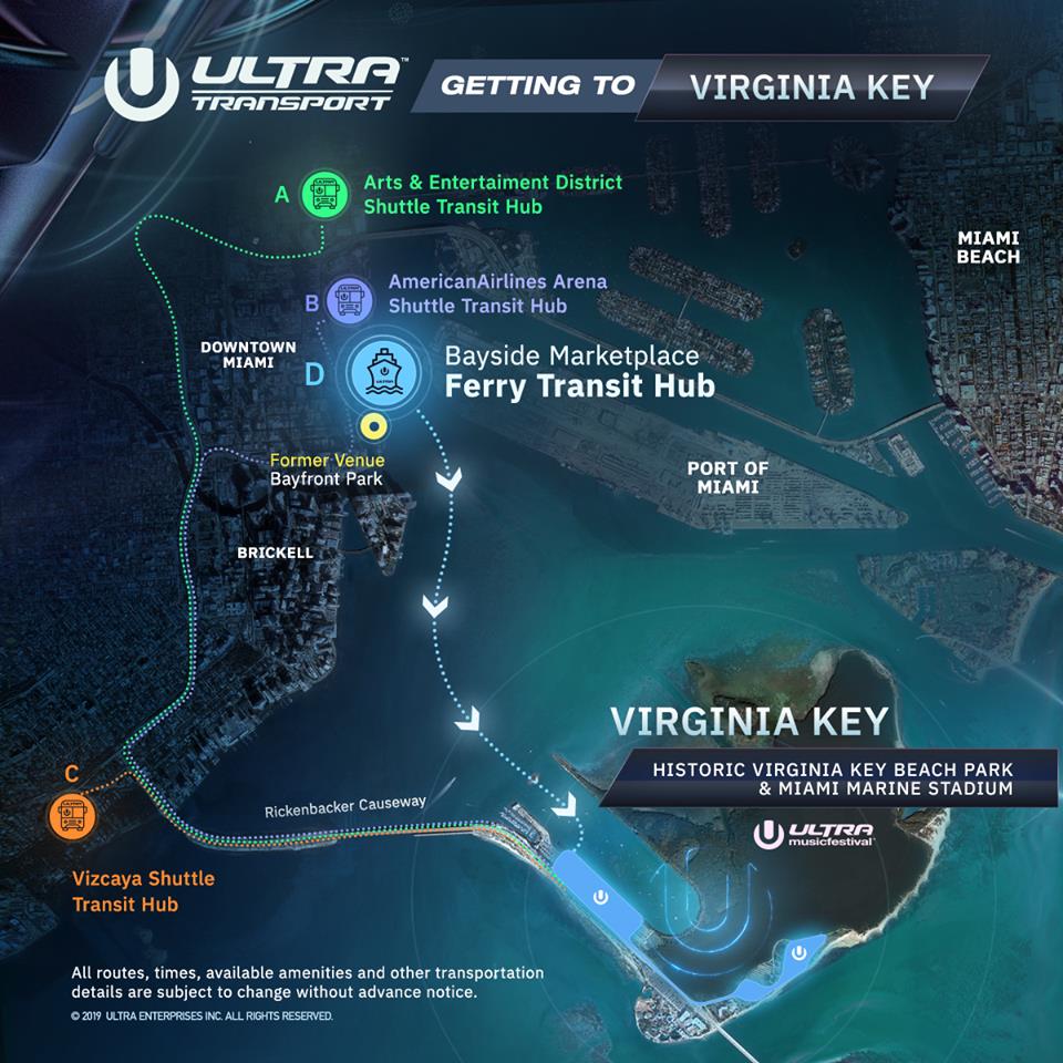 At #Ultra2019, we're excited to offer a unique and convenient transportation option -- ferry transit! Skip the drive and arrive to the festival by boat after a short ride across Biscayne Bay. Ferry transport passes will go on sale soon. These 3-day passes are valid for transport both to and from the festival. There are a limited quantity of these passes and they will be available on a first come, first served basis.
